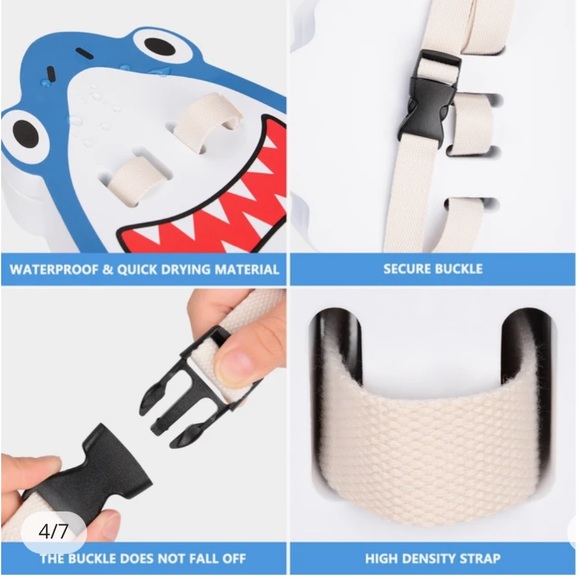 Shark Kids Back Float w/ Adjustable Snap Belt for Safe Swimming Well Made - Picture 10 of 12